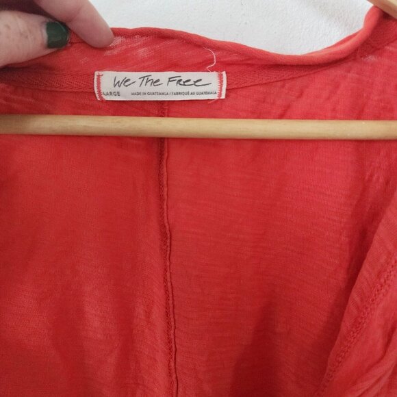 Womens We The Free Orange Flowy Large Shirt - Picture 3 of 7